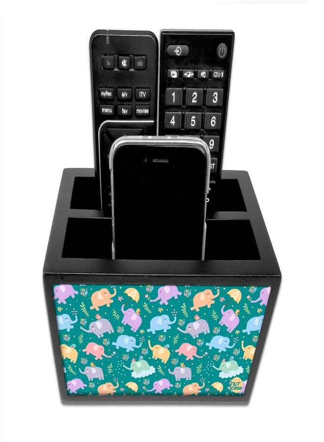 نتكيس حامل ومنظم خشبي أنيق لأجهزة التحكم عن بعد للتلفزيون/المكيف - منظم مكتب متعدد الأغراض - 6 × 4 × 4 بوصة - فيل صغير - Image 3